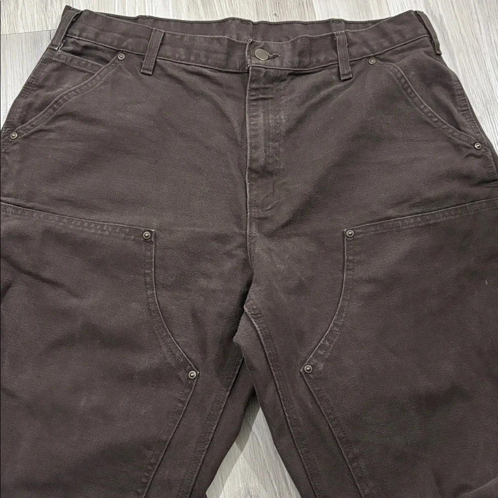 Carhartt Double Knee Canvas Work Distressed Pants Size 36x30 
Made In USA B136 - Picture 2 of 10